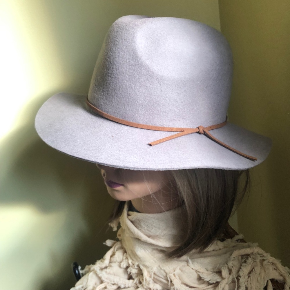 100% Gray Wool Felt Fedora Hat